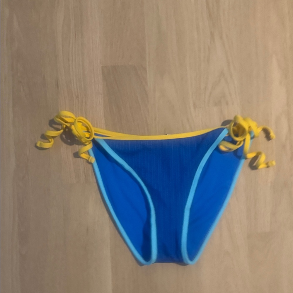 BECCA Blue Bikini Bottoms with Yellow Ties